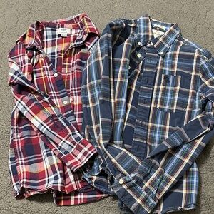 2 Casual Plaid Button-Down Shirts for boys